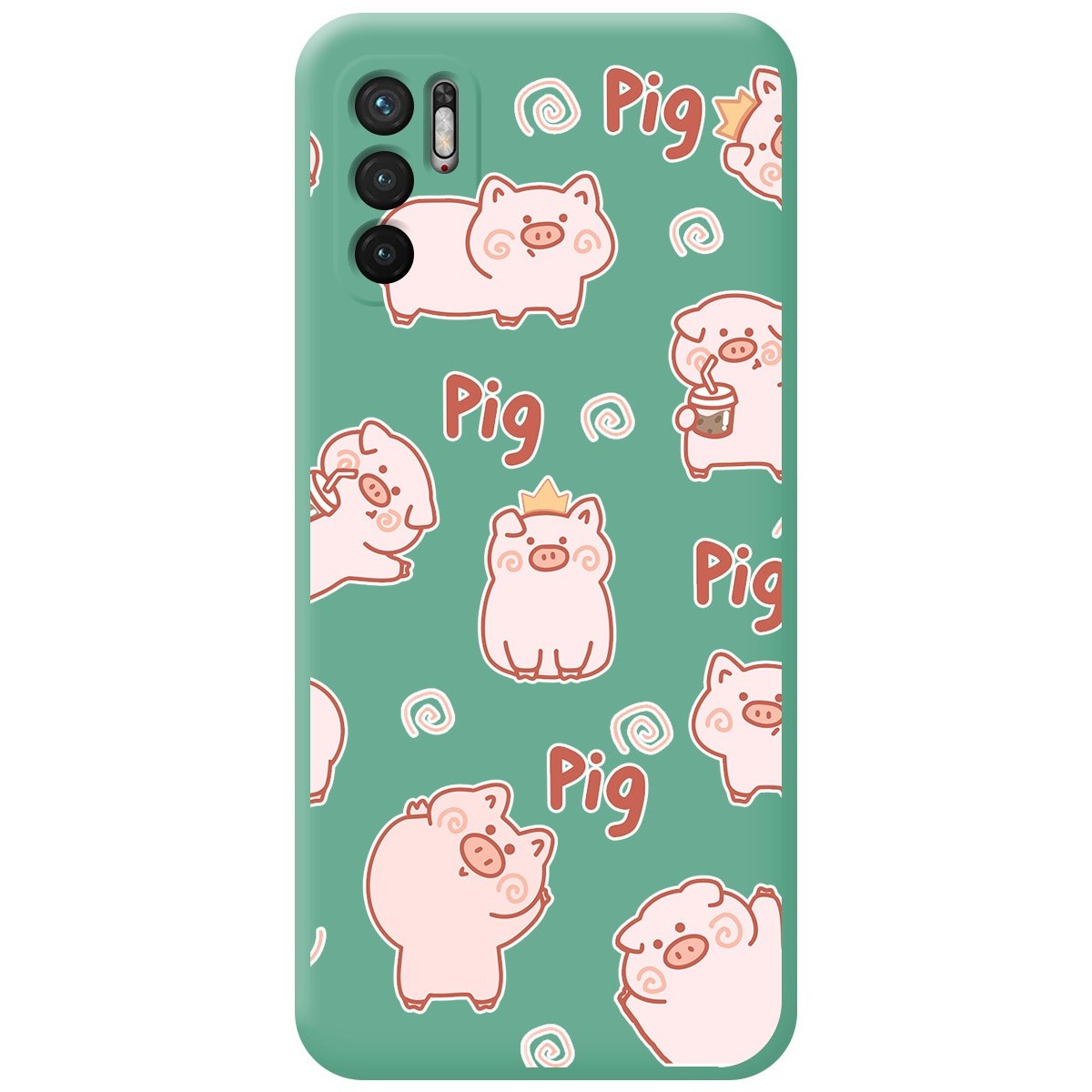 Funda Silicona Líquida Verde para Xiaomi Redmi Note 10 5G / POCO M3 Pro 5G diseño Cerdos Dibujos