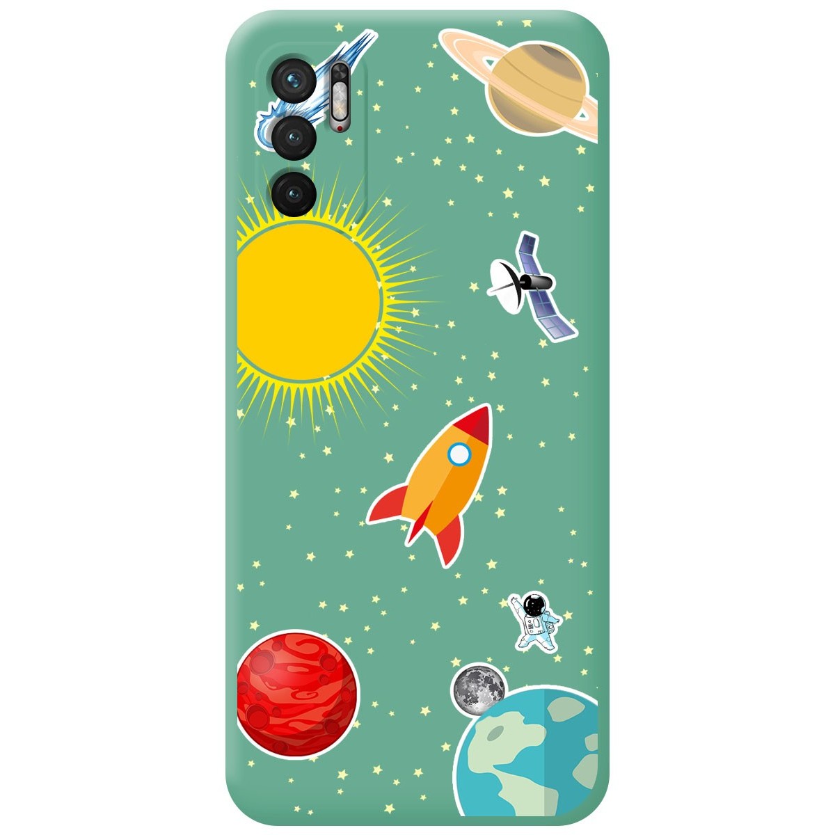 Funda Silicona Líquida Verde para Xiaomi Redmi Note 10 5G / POCO M3 Pro 5G diseño Espacio Dibujos