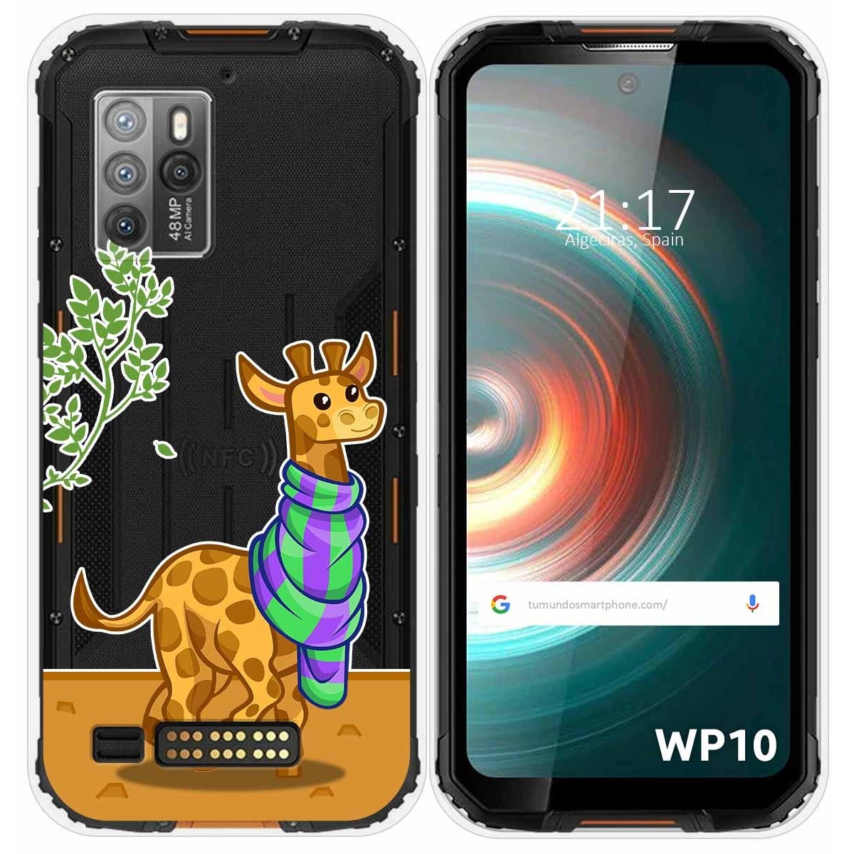 Funda Silicona Transparente para Oukitel WP10 diseño Jirafa Dibujos