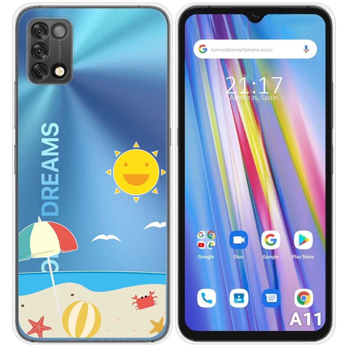 Funda Silicona Transparente para Umidigi A11 diseño Playa Dibujos