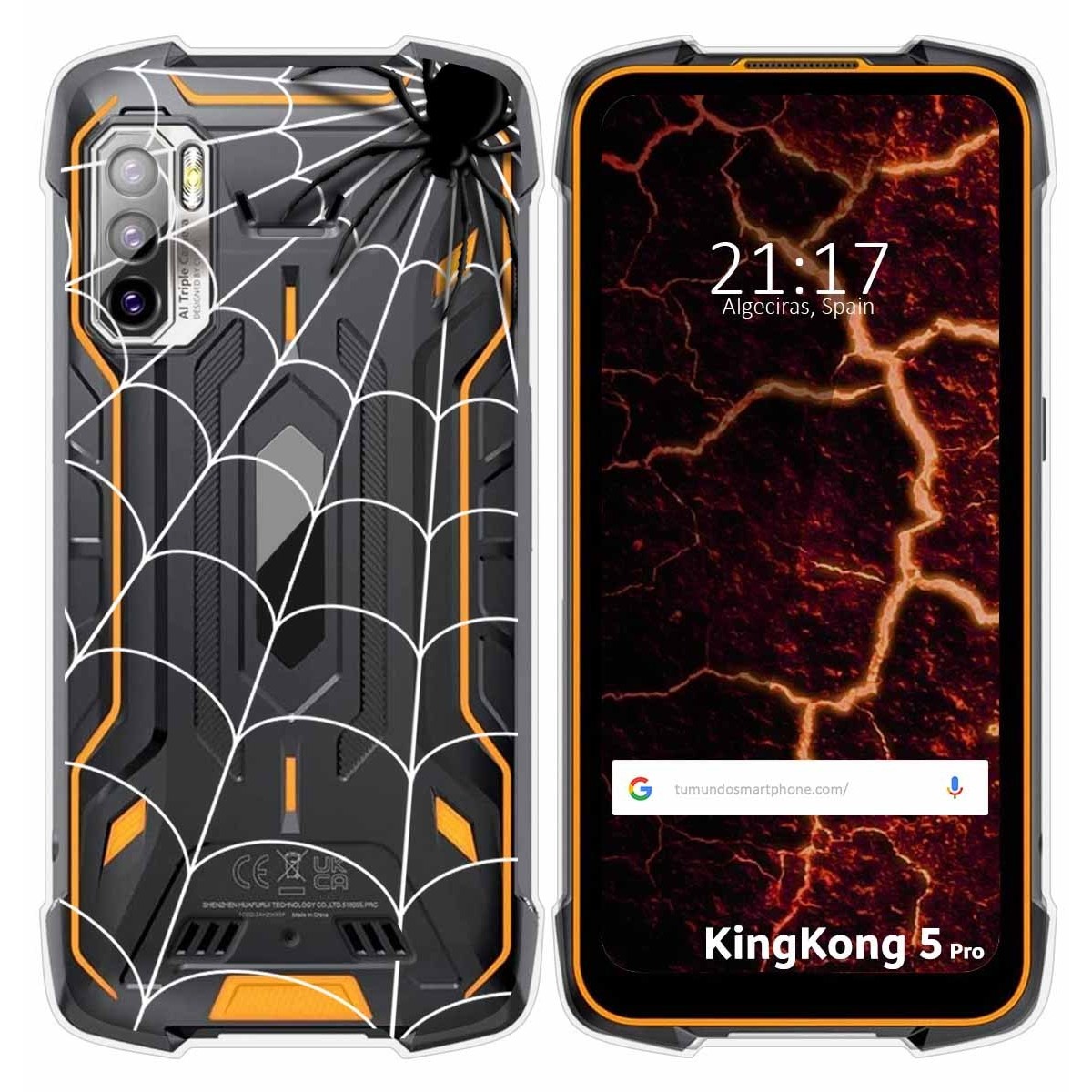 Funda Silicona Transparente para Cubot King Kong 5 Pro diseño Araña Dibujos