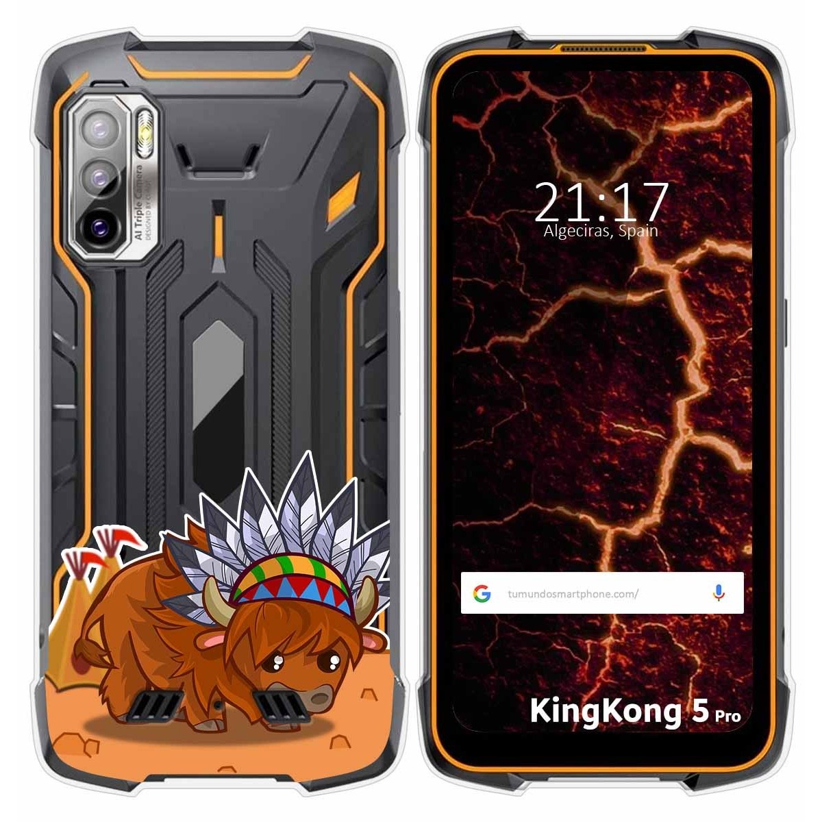 Funda Silicona Transparente para Cubot King Kong 5 Pro diseño Bufalo Dibujos