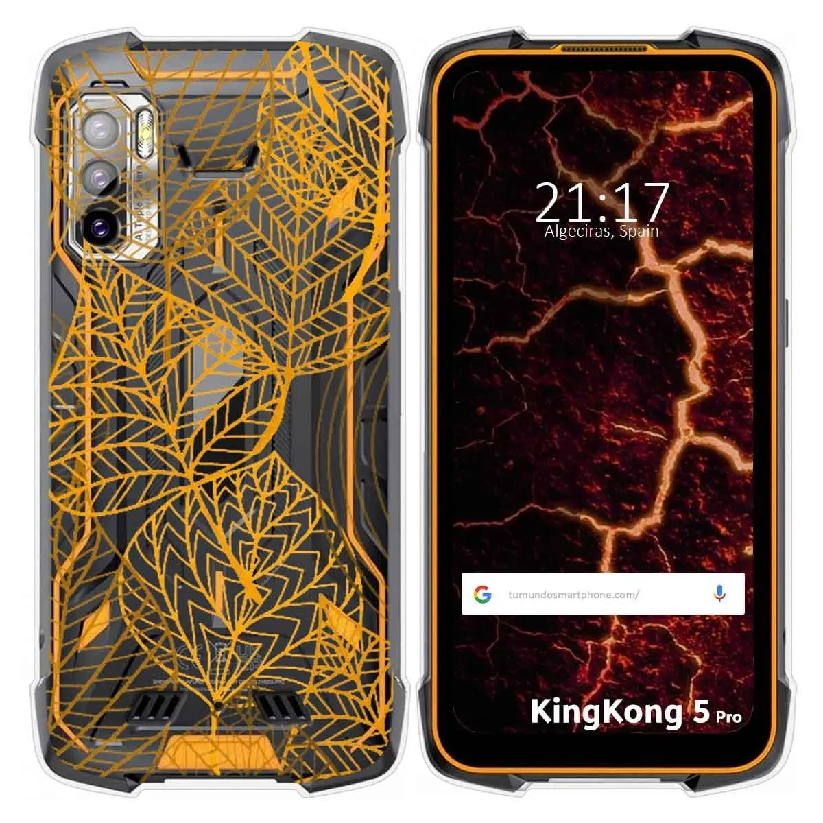 Funda Silicona Transparente para Cubot King Kong 5 Pro diseño Hojas Dibujos