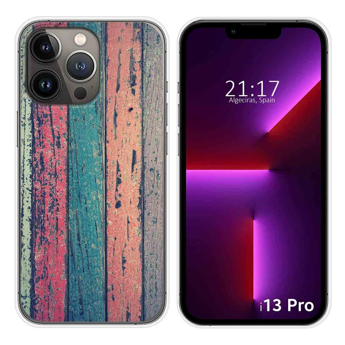 Funda Silicona compatible con iPhone 13 Pro (6.1) diseño Madera 10 Dibujos