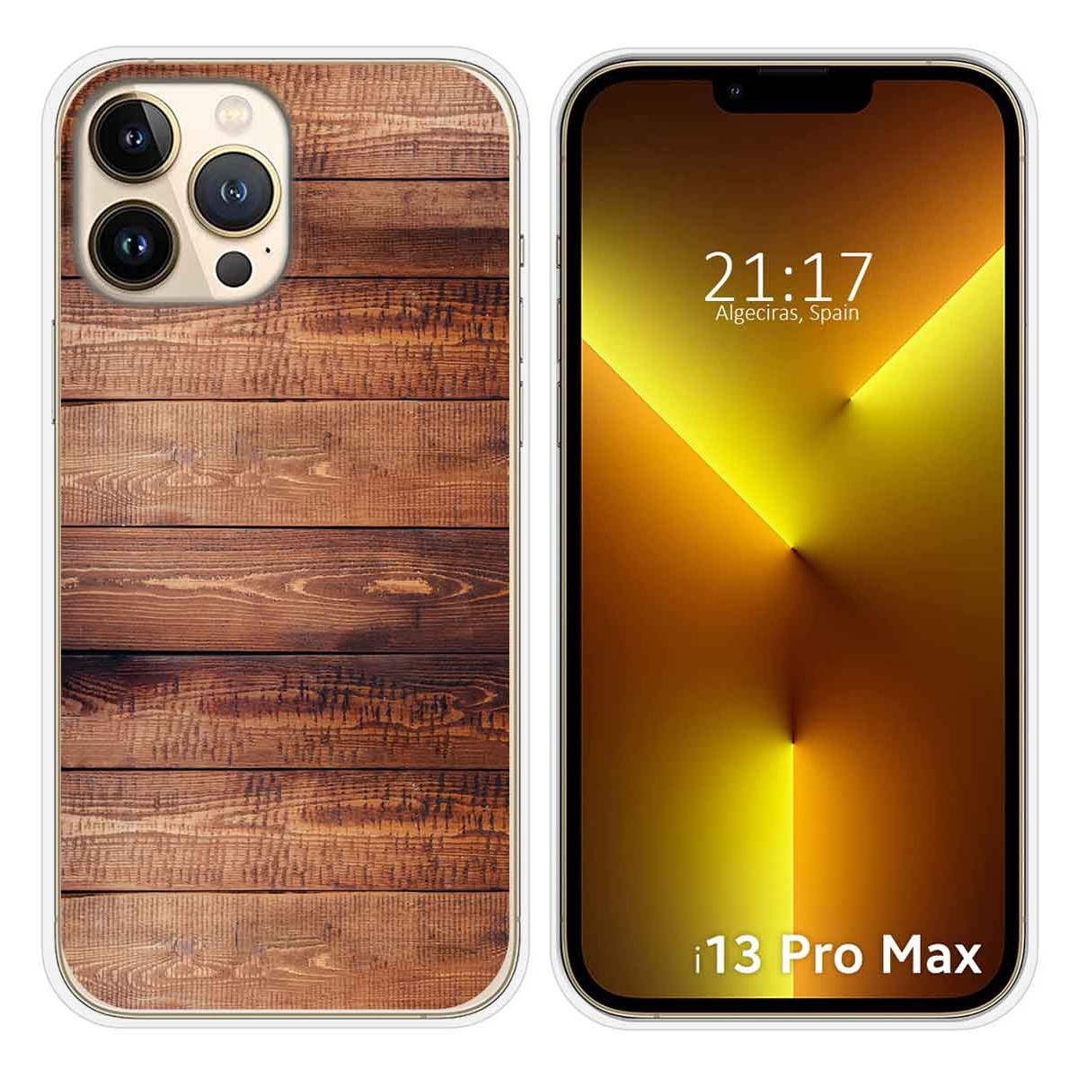 IPhone 15 Pro Max (6.7) Funda Gel Tpu Silicona dibujo Madera 02