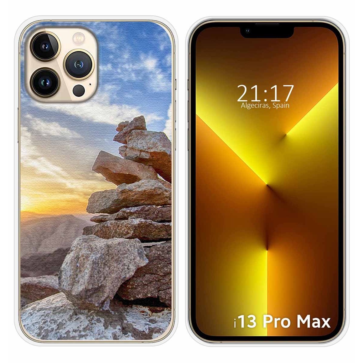 Funda Silicona compatible con iPhone 13 Pro Max (6.7) diseño Sunset Dibujos