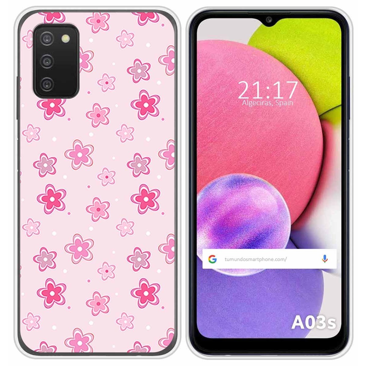 Funda Silicona para Samsung Galaxy A03s diseño Flores Dibujos