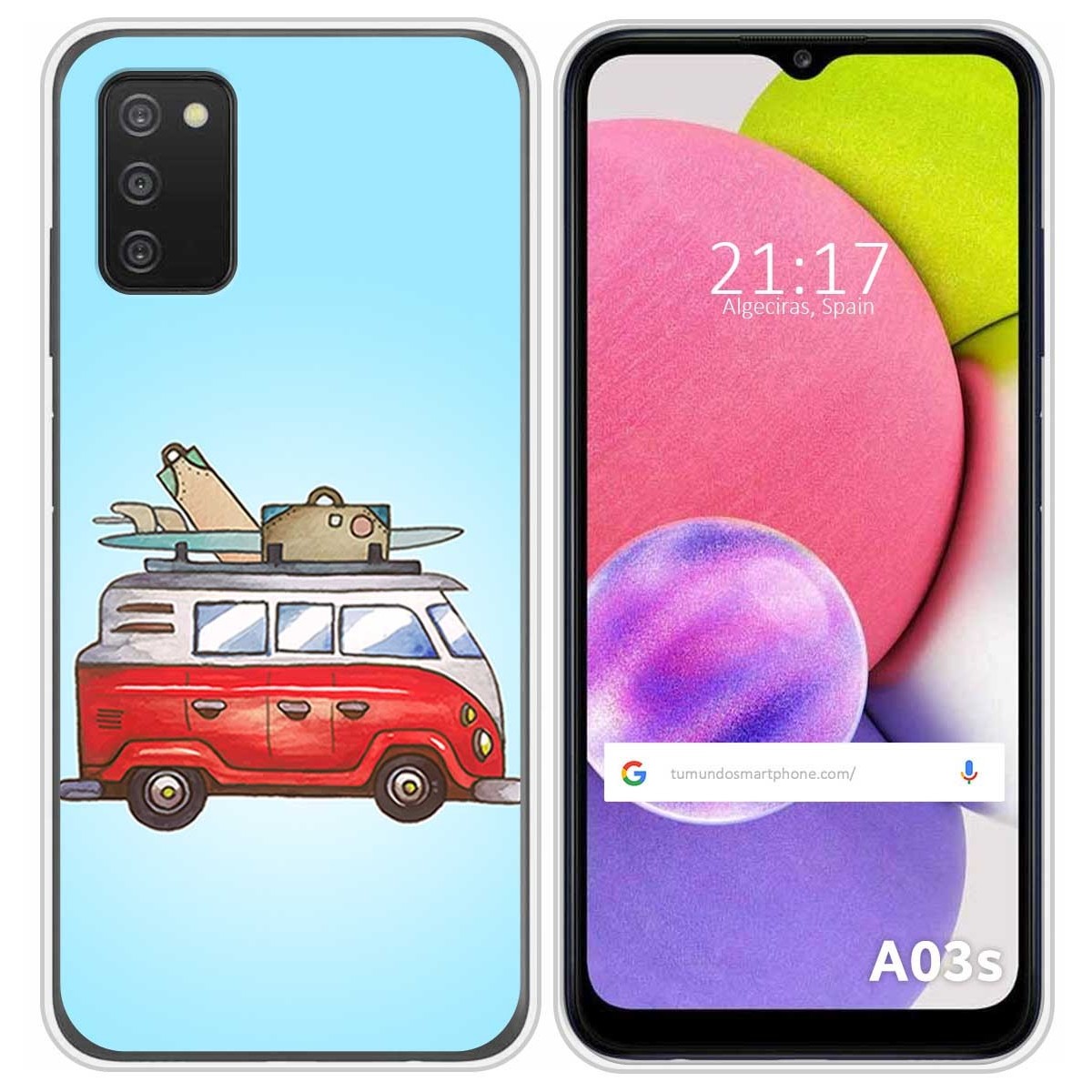 Funda Silicona para Samsung Galaxy A03s diseño Furgoneta Dibujos