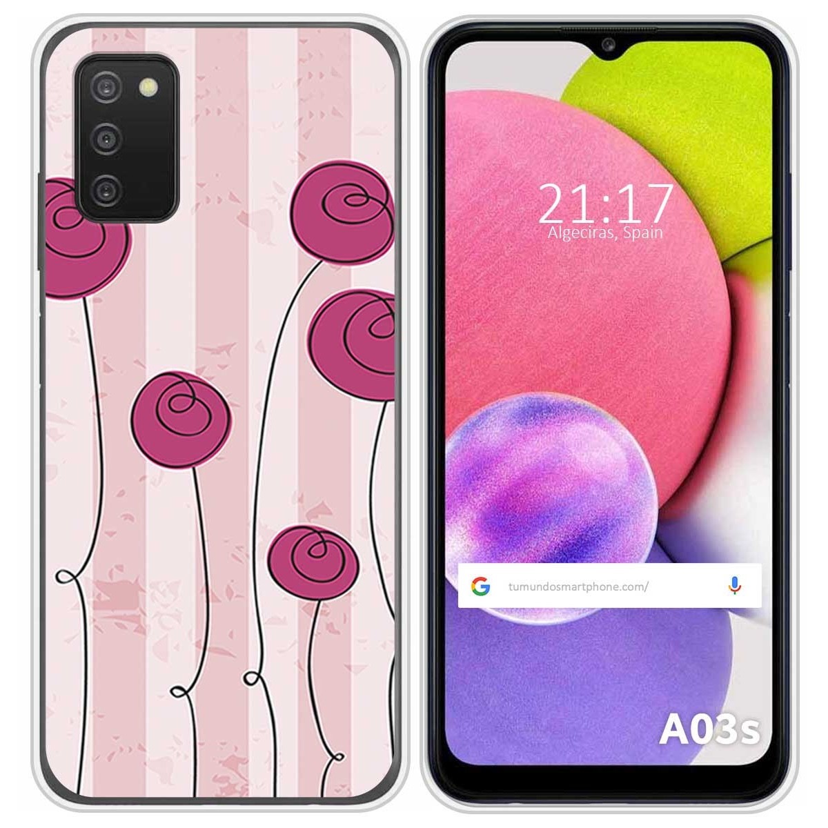 Funda Silicona para Samsung Galaxy A03s diseño Flores Vintage Dibujos