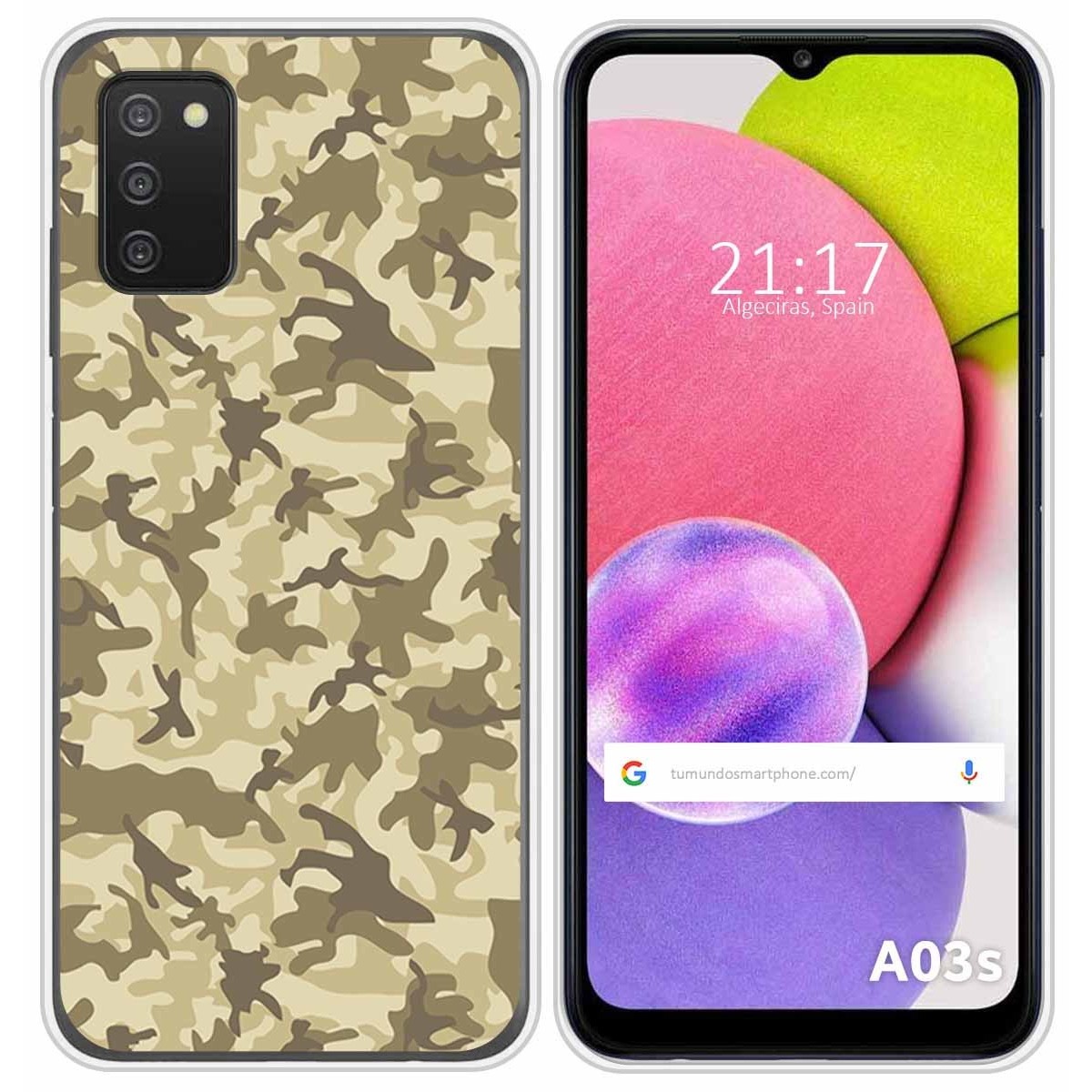 Funda Silicona para Samsung Galaxy A03s diseño Sand Camuflaje Dibujos