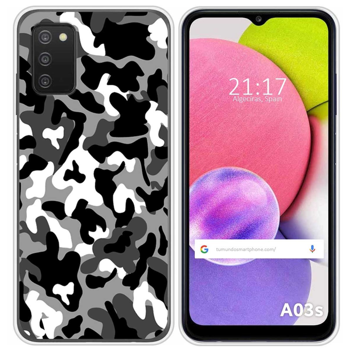 Funda Silicona para Samsung Galaxy A03s diseño Snow Camuflaje Dibujos