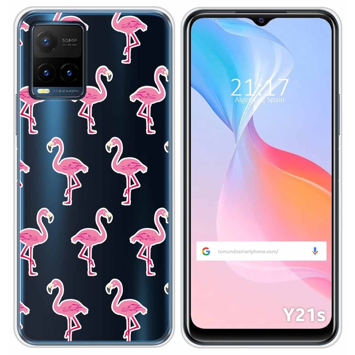 Funda Silicona Transparente para Vivo Y21 / Y21s / Y33s diseño Flamenco Dibujos