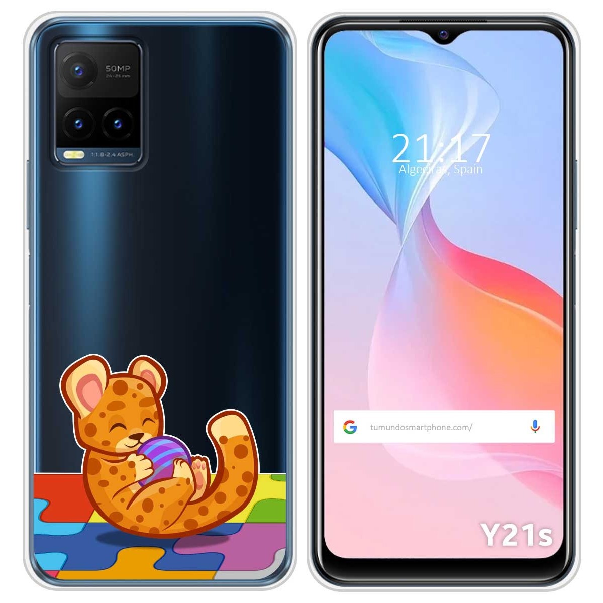 Funda Silicona Transparente para Vivo Y21 / Y21s / Y33s diseño Leopardo Dibujos