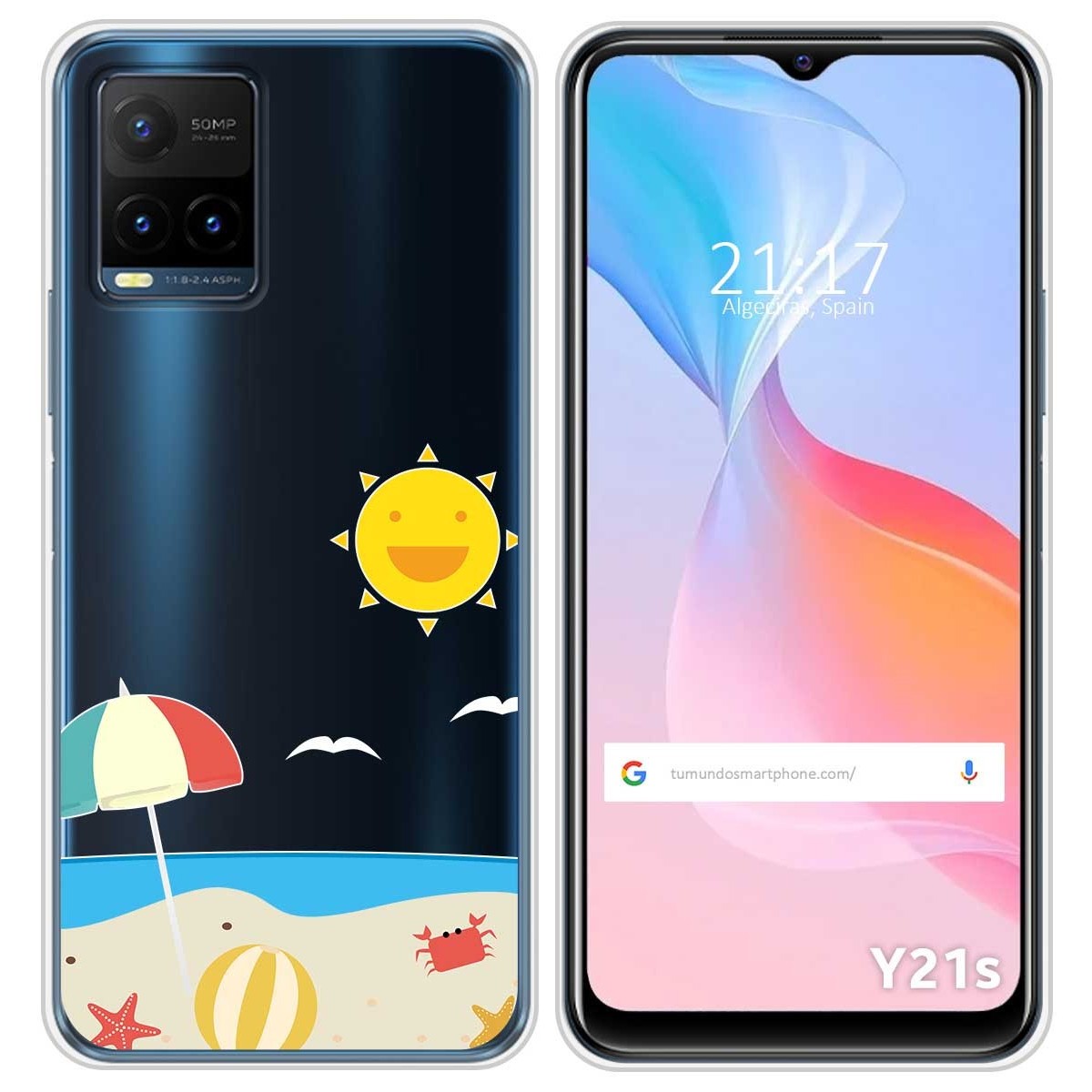 Funda Silicona Transparente para Vivo Y21 / Y21s / Y33s diseño Playa Dibujos