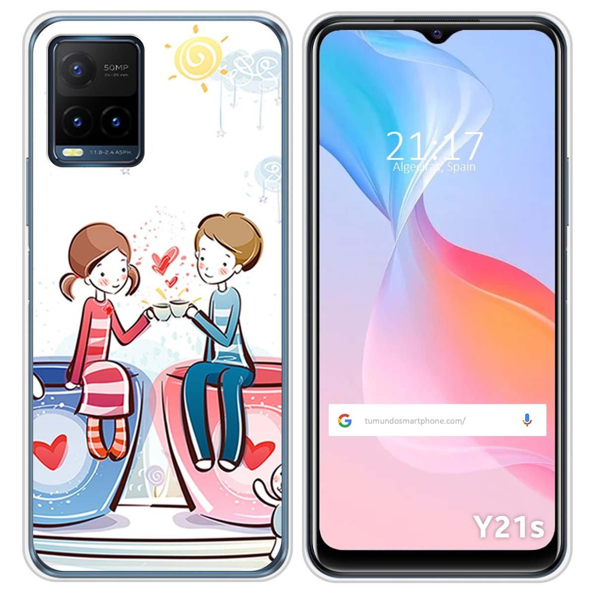 Funda Silicona para Vivo Y21 / Y21s / Y33s diseño Café Dibujos