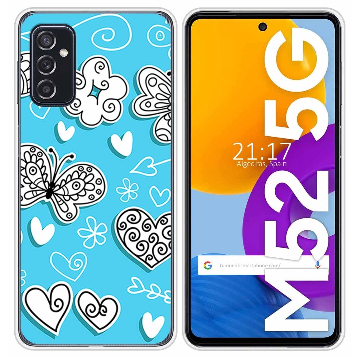 Funda Silicona para Samsung Galaxy M52 5G diseño Mariposas Dibujos