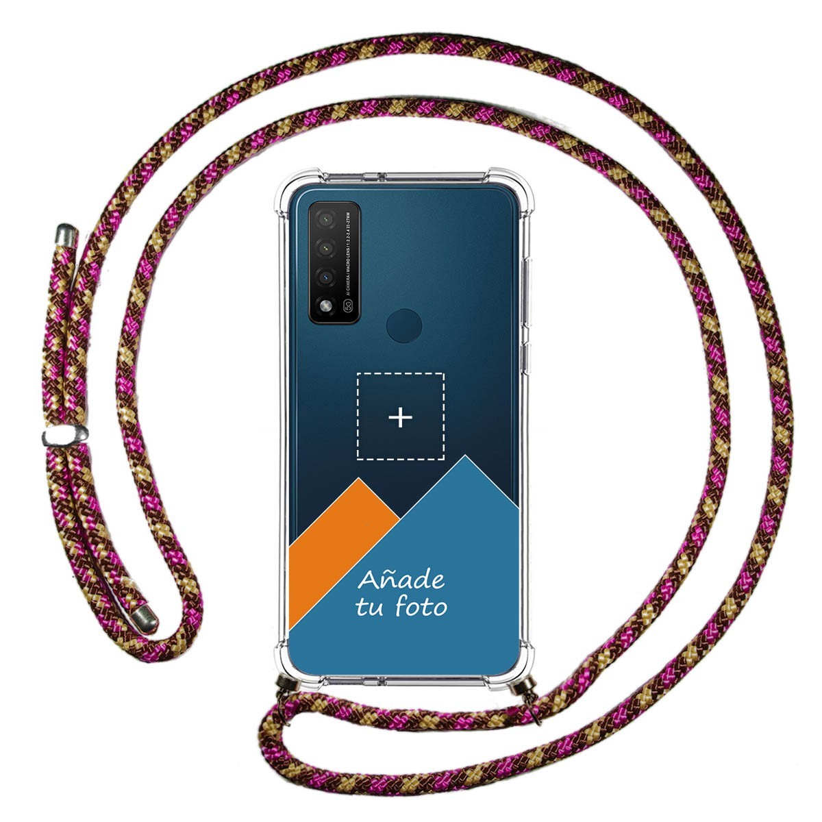 Personaliza tu Funda Colgante Transparente para TCL 20 R 5G con Cordon Rosa / Dorado Dibujo Personalizada