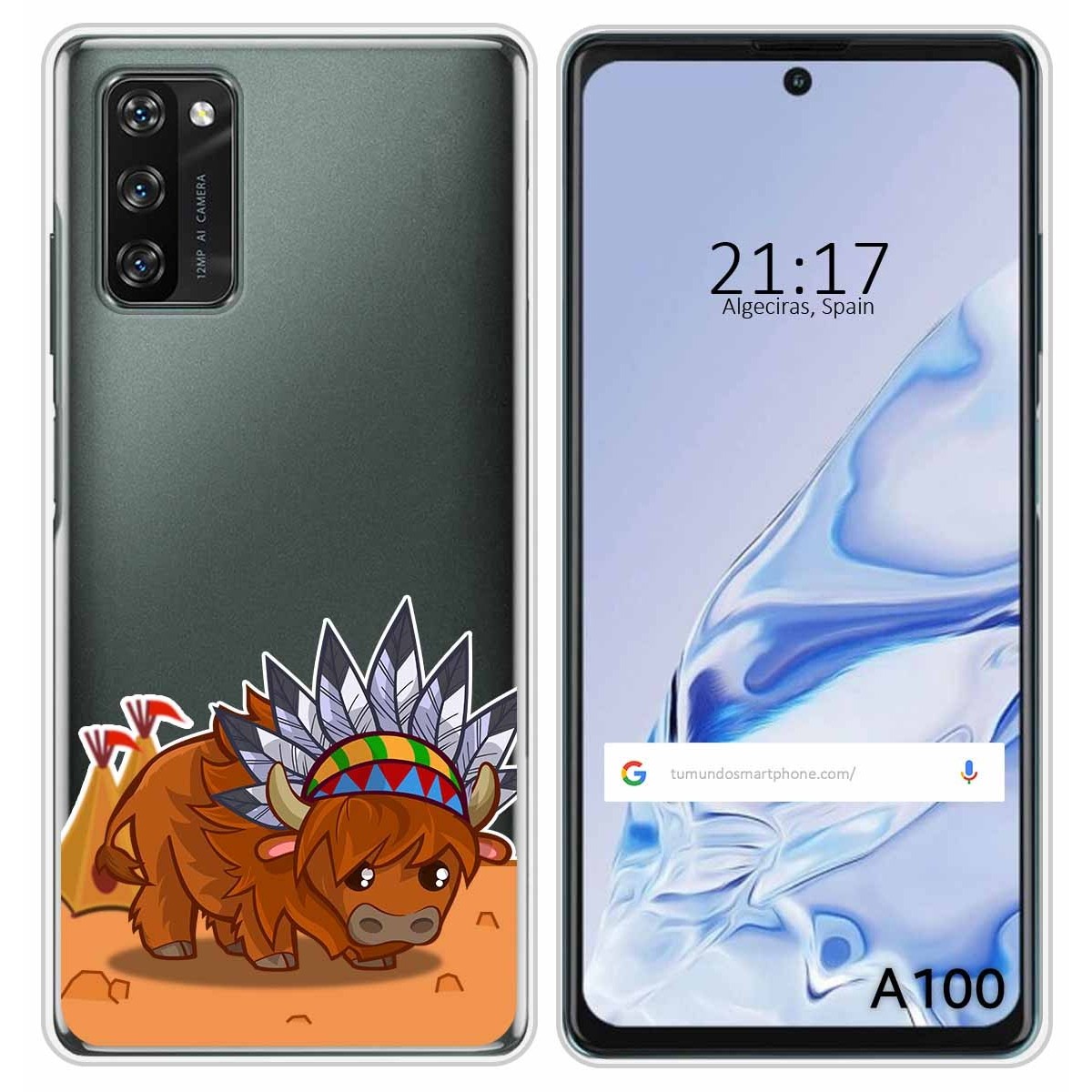 Funda Silicona Transparente para Blackview A100 diseño Bufalo Dibujos