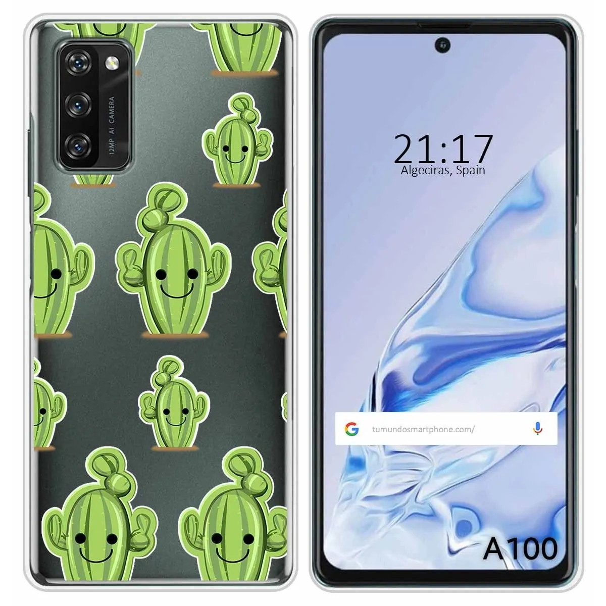 Funda Silicona Transparente para Blackview A100 diseño Cactus Dibujos