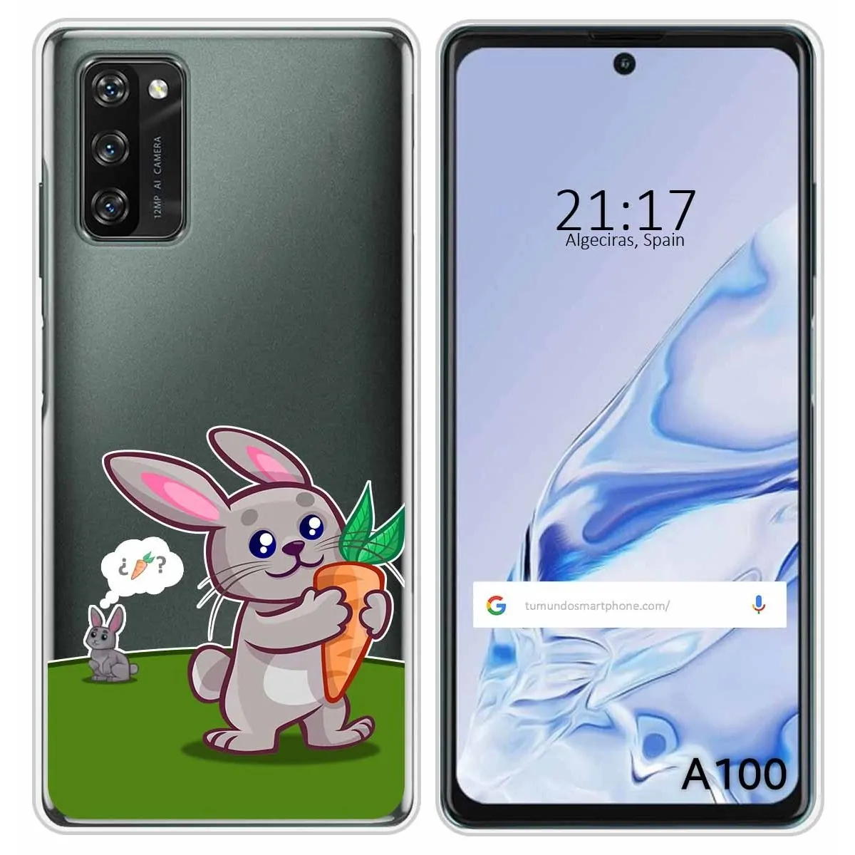 Funda Silicona Transparente para Blackview A100 diseño Conejo Dibujos