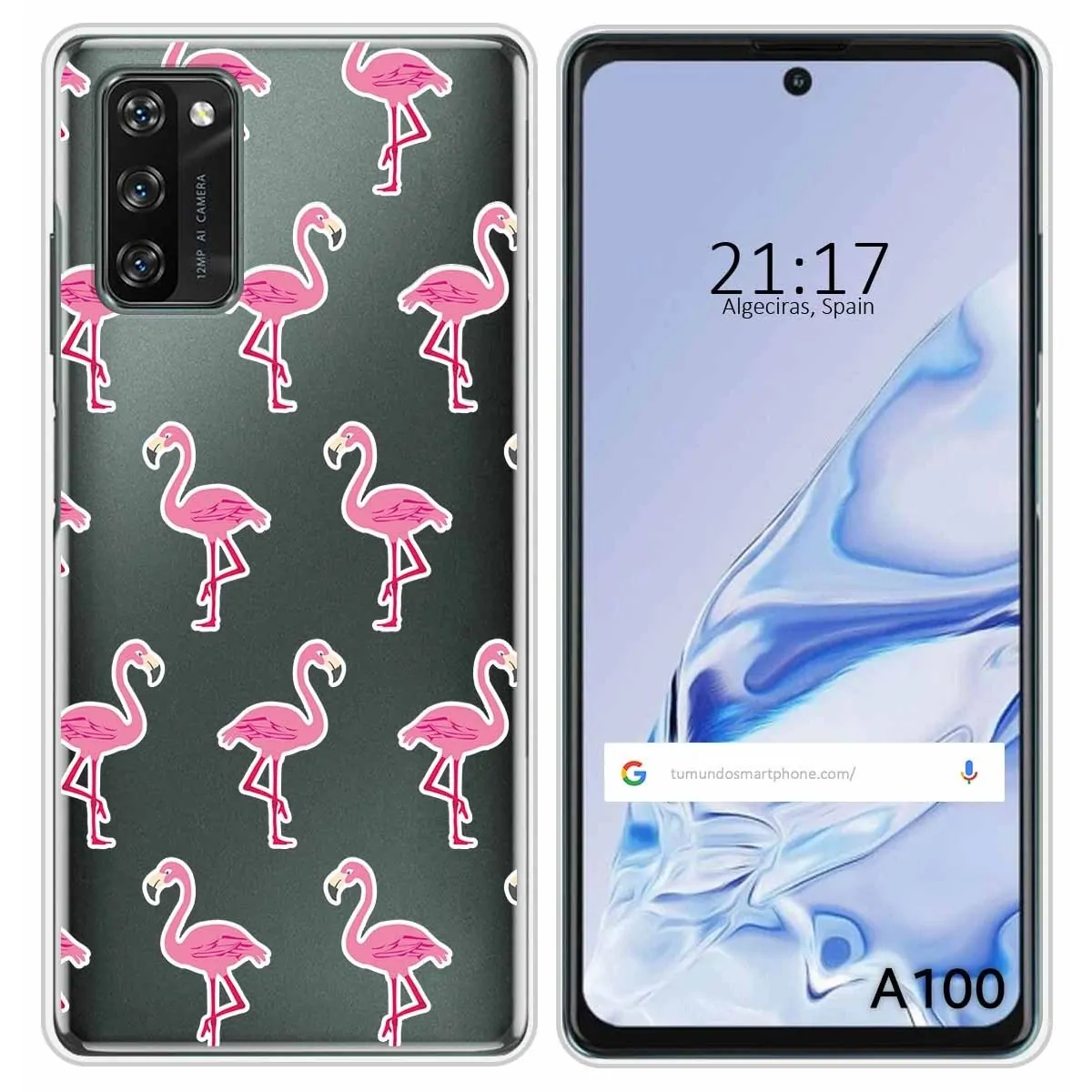 Funda Silicona Transparente para Blackview A100 diseño Flamenco Dibujos