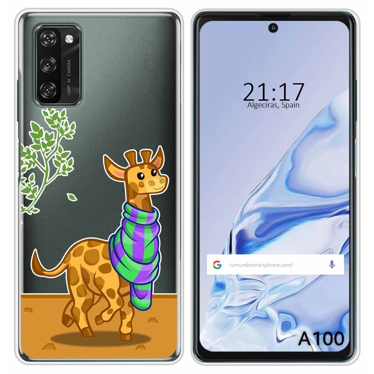 Funda Silicona Transparente para Blackview A100 diseño Jirafa Dibujos