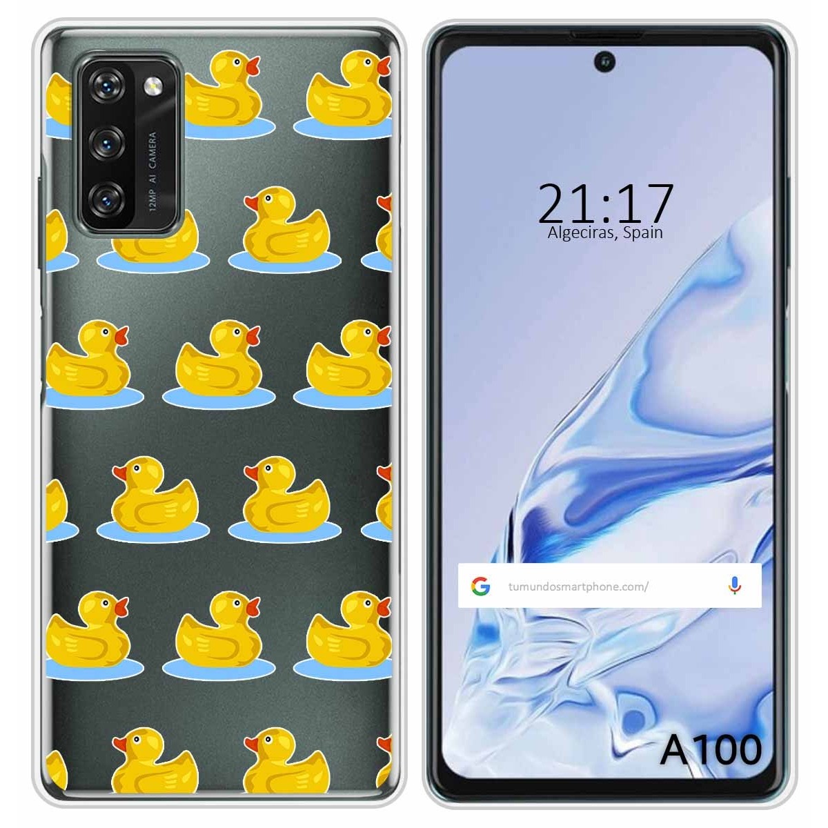 Funda Silicona Transparente para Blackview A100 diseño Pato Dibujos