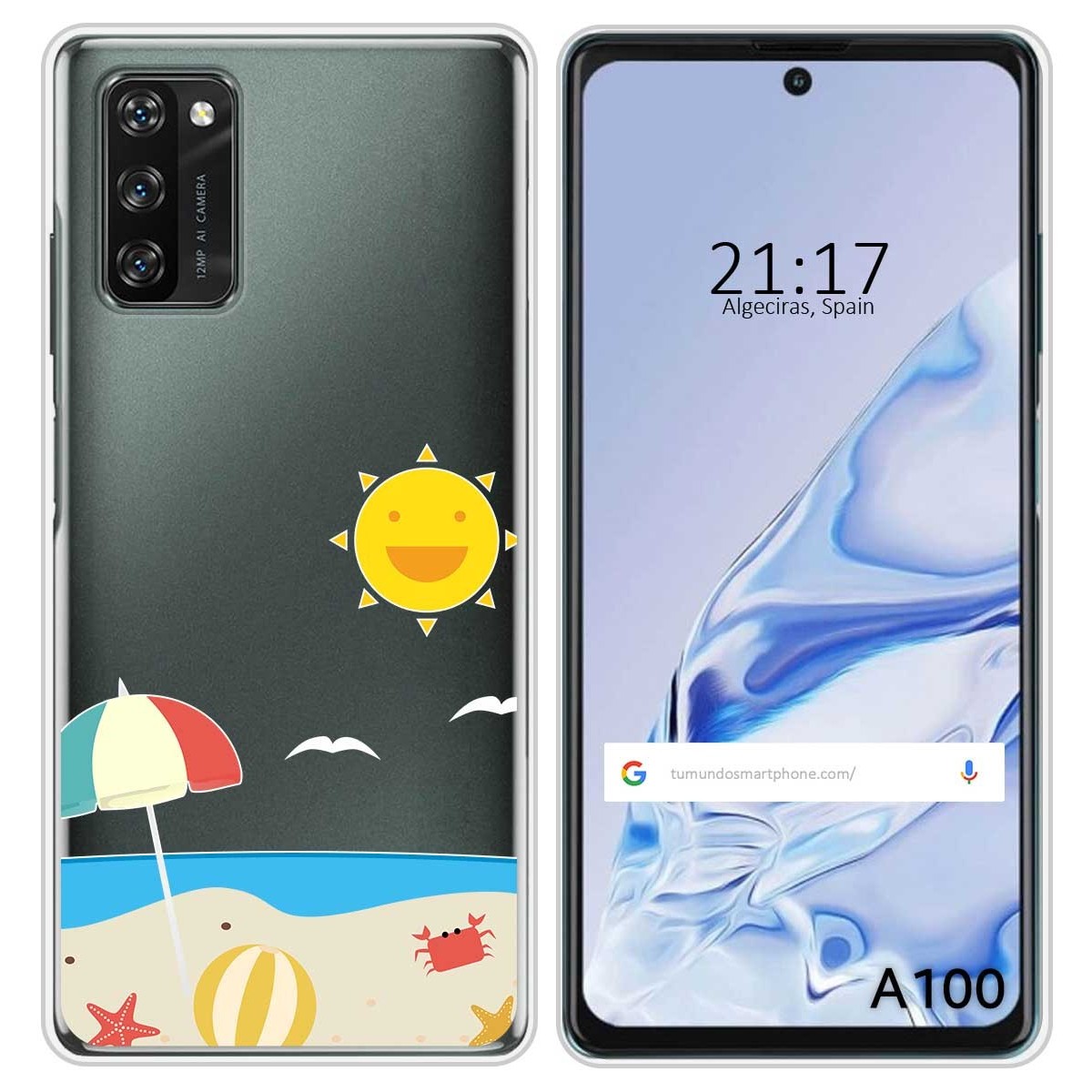 Funda Silicona Transparente para Blackview A100 diseño Playa Dibujos