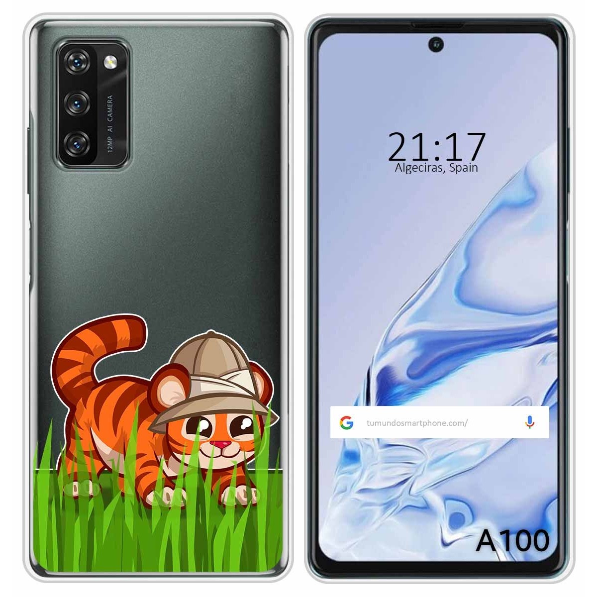 Funda Silicona Transparente para Blackview A100 diseño Tigre Dibujos