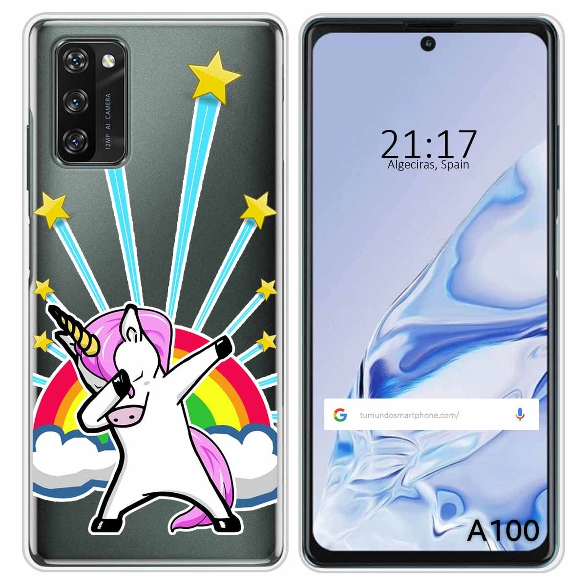 Funda Silicona Transparente para Blackview A100 diseño Unicornio Dibujos