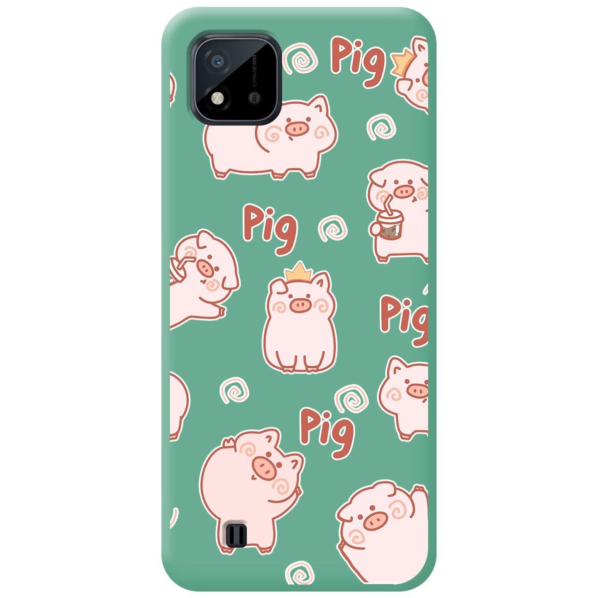 Funda Silicona Líquida Verde para Realme C11 2021 diseño Cerdos Dibujos