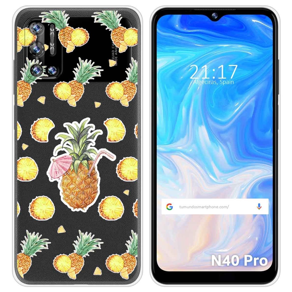 Funda Silicona Transparente para Doogee N40 Pro diseño Piña Dibujos