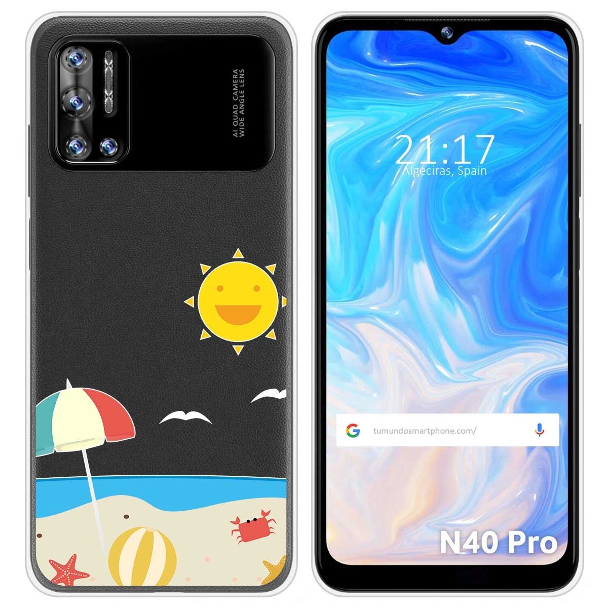 Funda Silicona Transparente para Doogee N40 Pro diseño Playa Dibujos