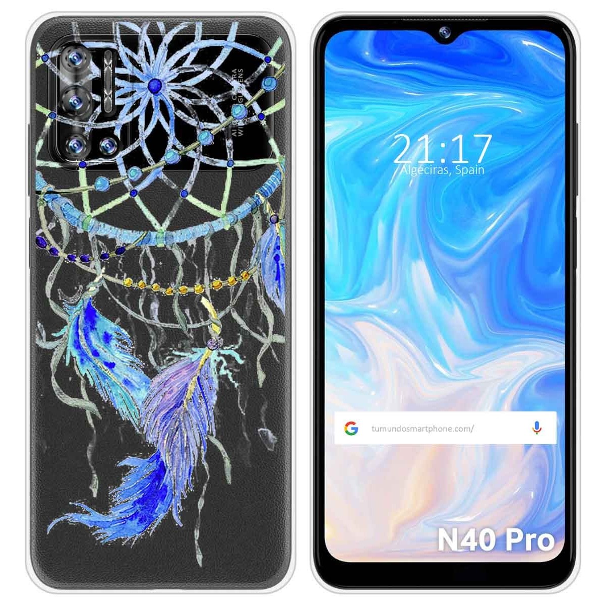 Funda Silicona Transparente para Doogee N40 Pro diseño Plumas Dibujos