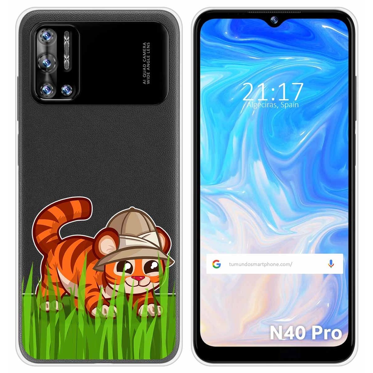 Funda Silicona Transparente para Doogee N40 Pro diseño Tigre Dibujos