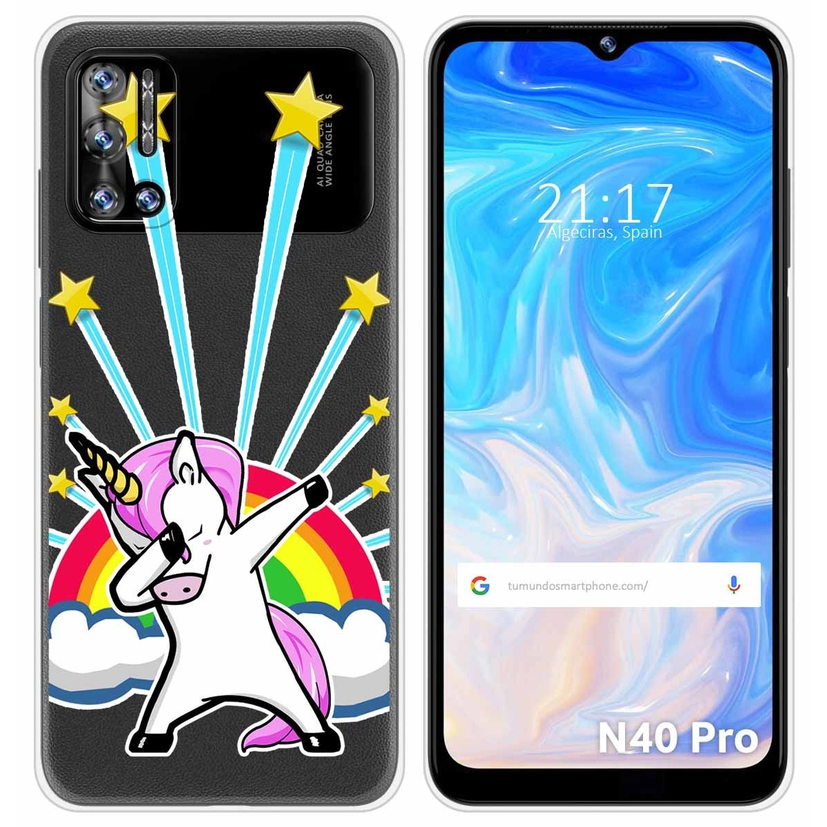 Funda Silicona Transparente para Doogee N40 Pro diseño Unicornio Dibujos