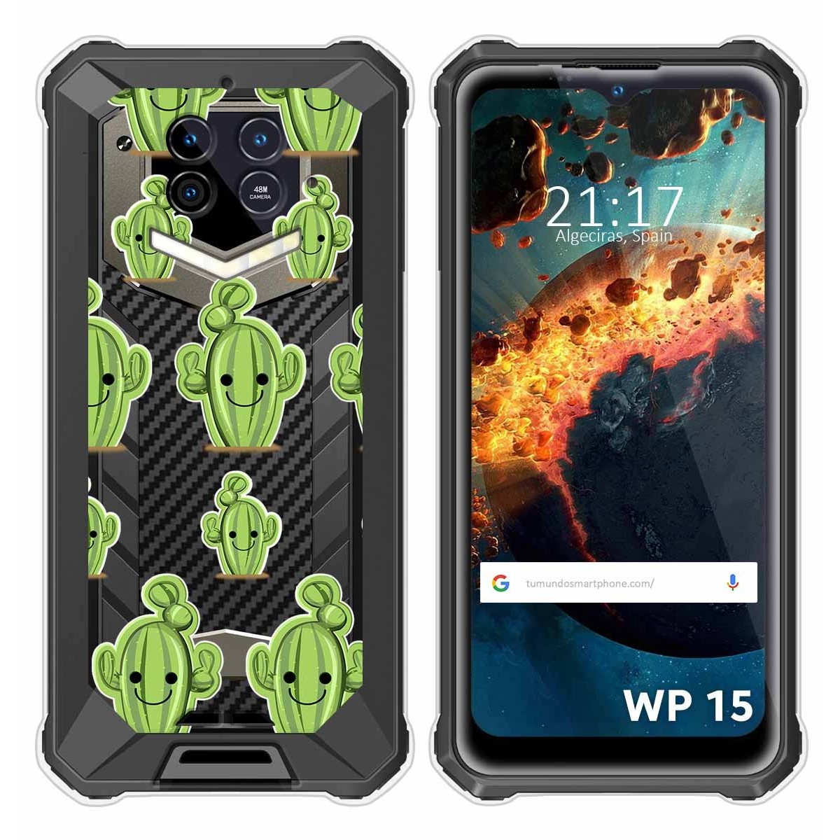 Funda Silicona Transparente para Oukitel WP15 diseño Cactus Dibujos