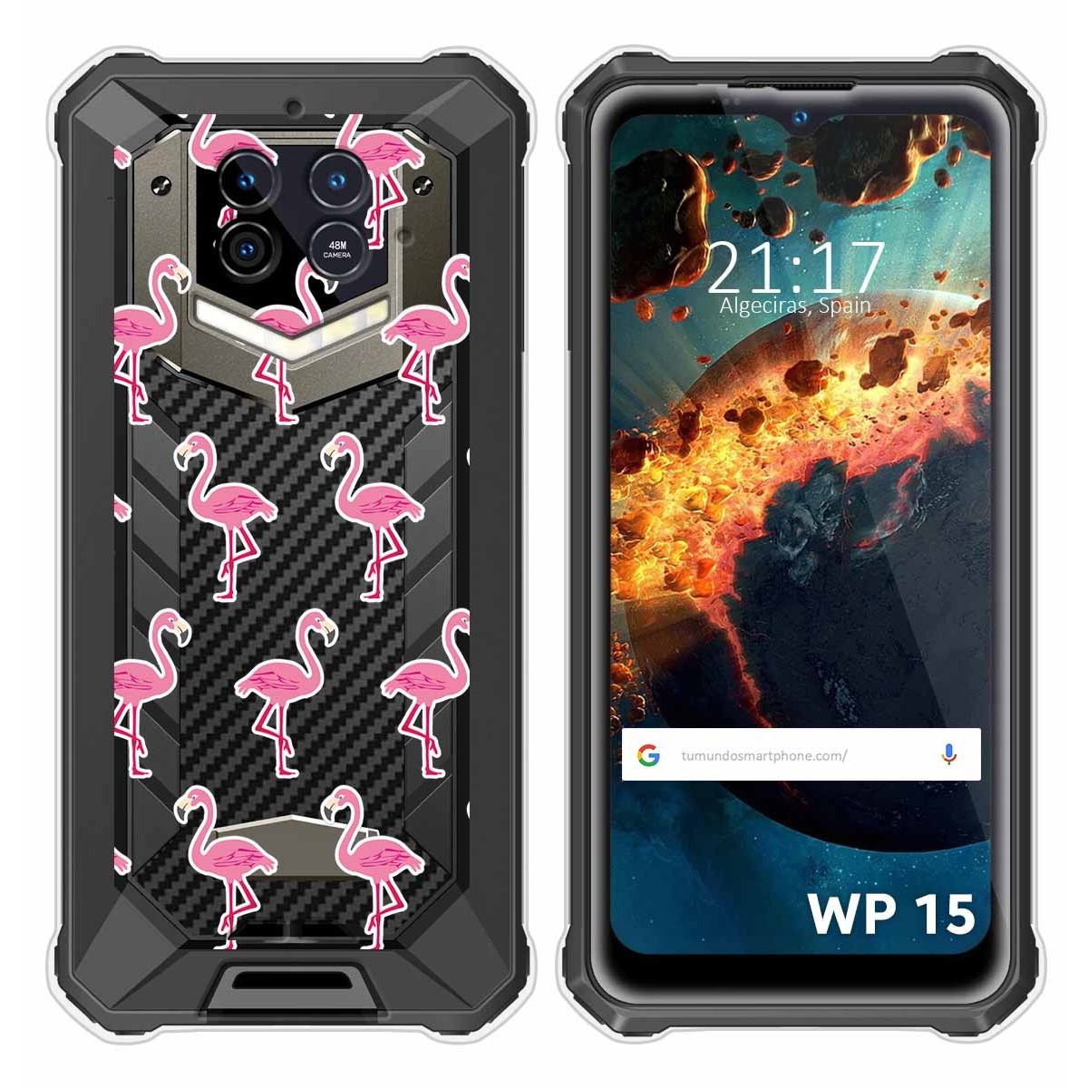 Funda Silicona Transparente para Oukitel WP15 diseño Flamenco Dibujos