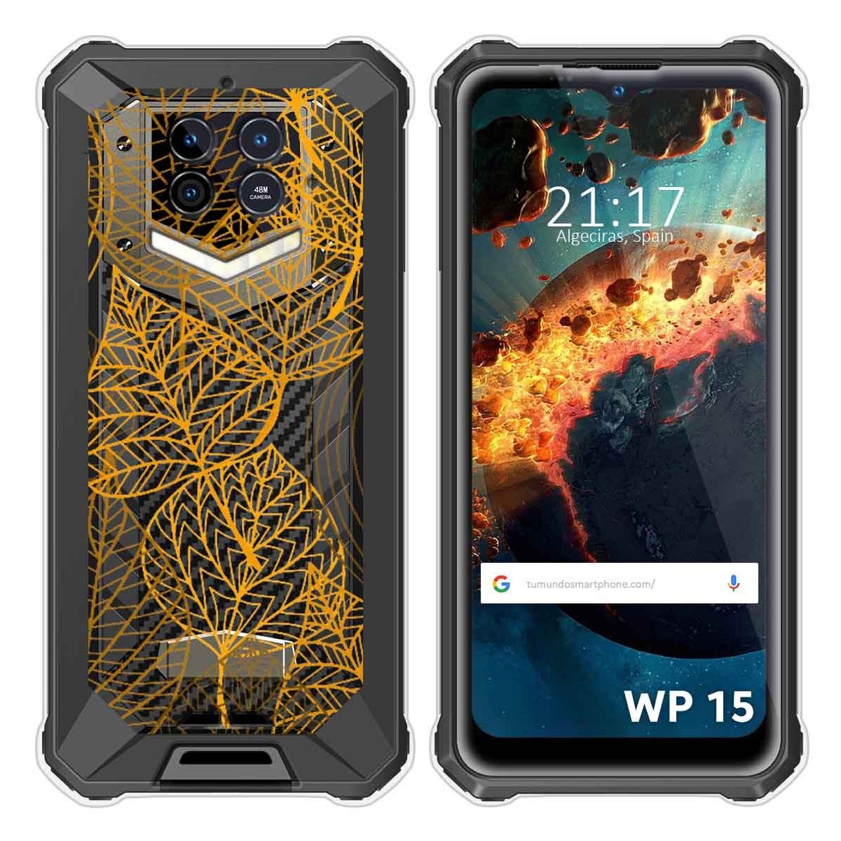 Funda Silicona Transparente para Oukitel WP15 diseño Hojas Dibujos