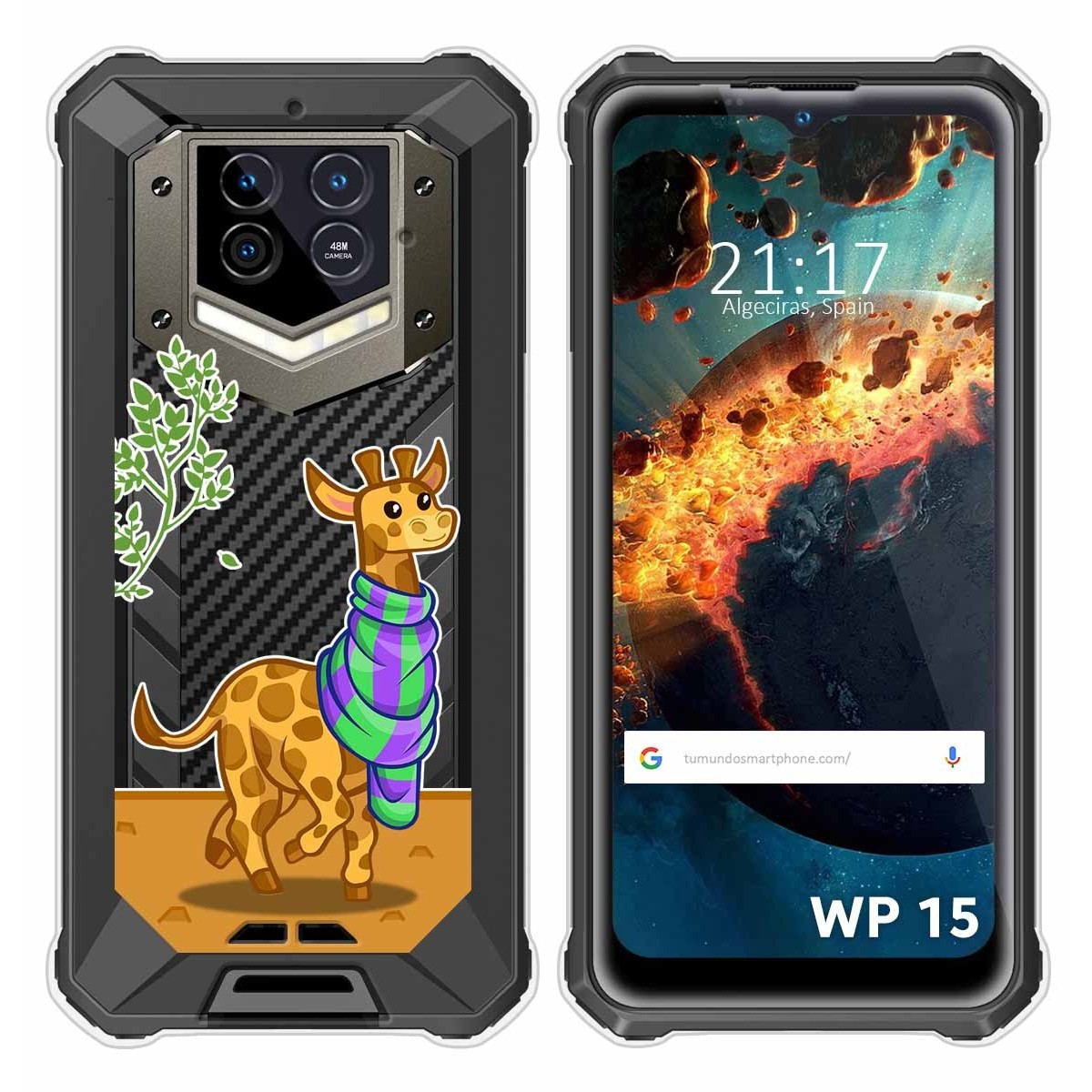 Funda Silicona Transparente para Oukitel WP15 diseño Jirafa Dibujos