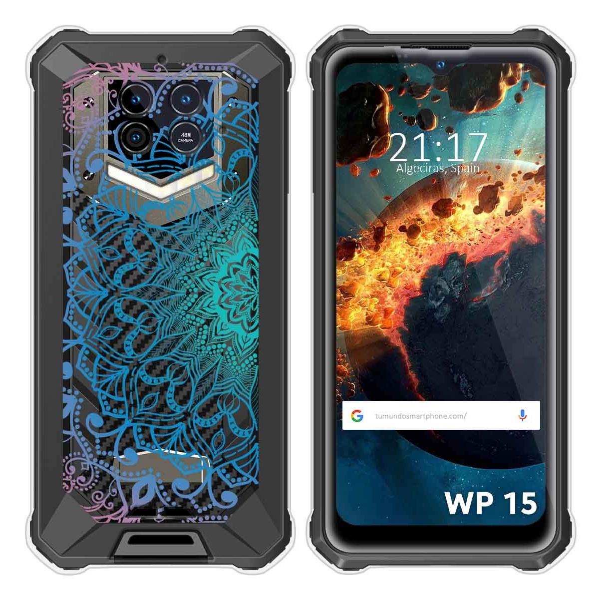 Funda Silicona Transparente para Oukitel WP15 diseño Mandala Dibujos