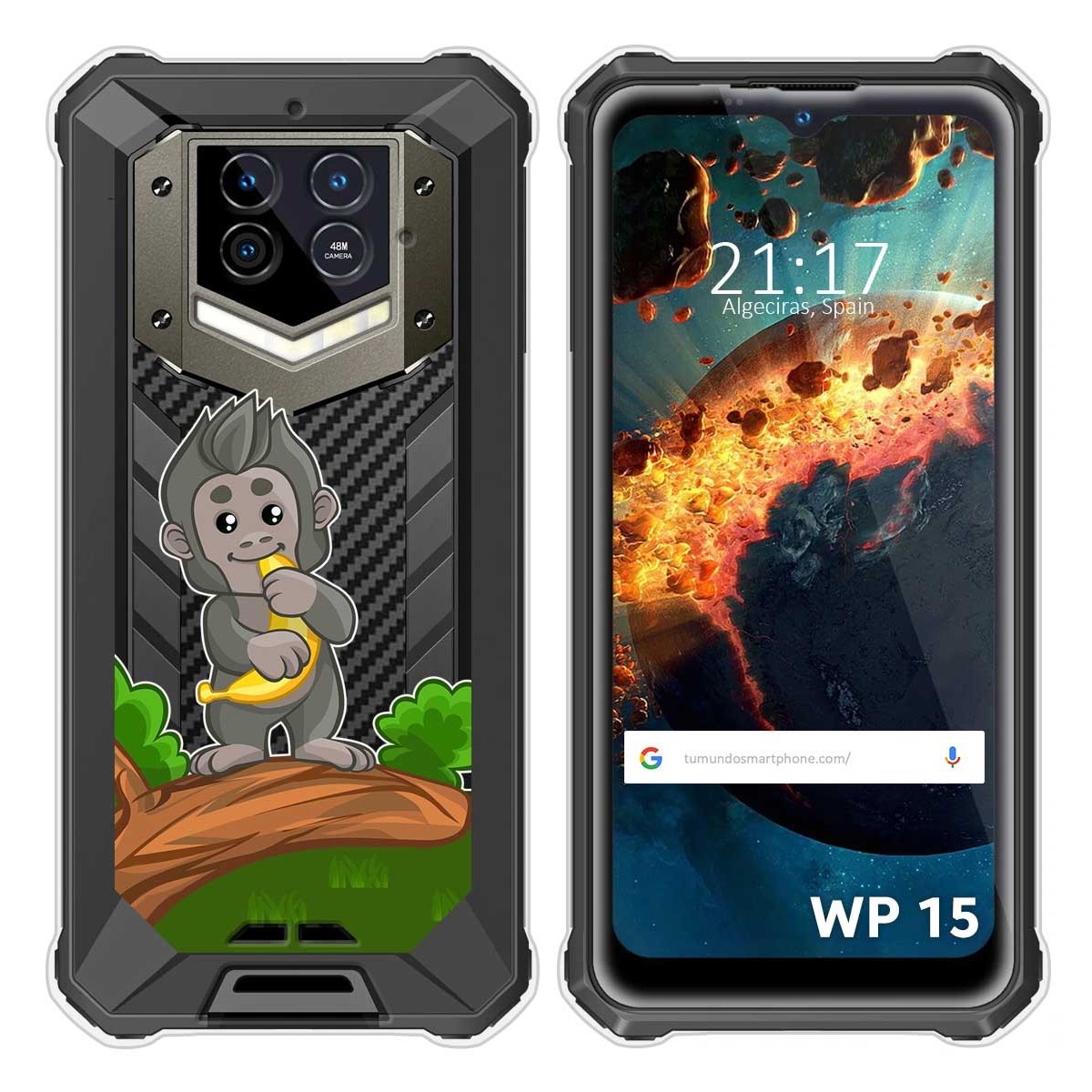 Funda Silicona Transparente para Oukitel WP15 diseño Mono Dibujos