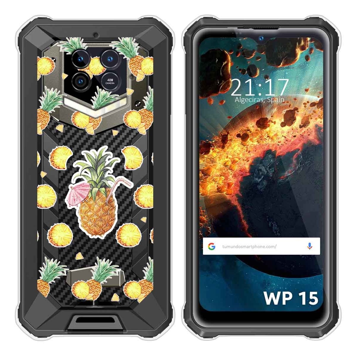 Funda Silicona Transparente para Oukitel WP15 diseño Piña Dibujos