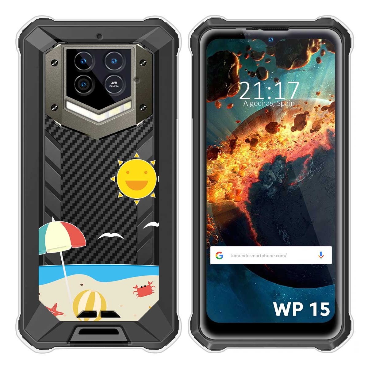 Funda Silicona Transparente para Oukitel WP15 diseño Playa Dibujos