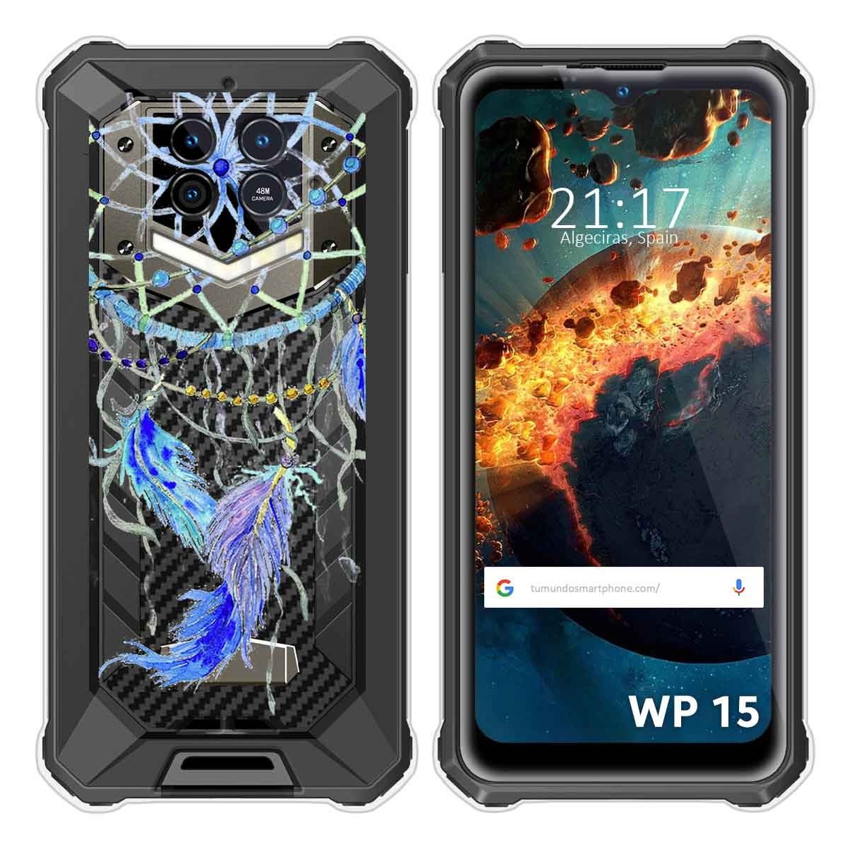 Funda Silicona Transparente para Oukitel WP15 diseño Plumas Dibujos