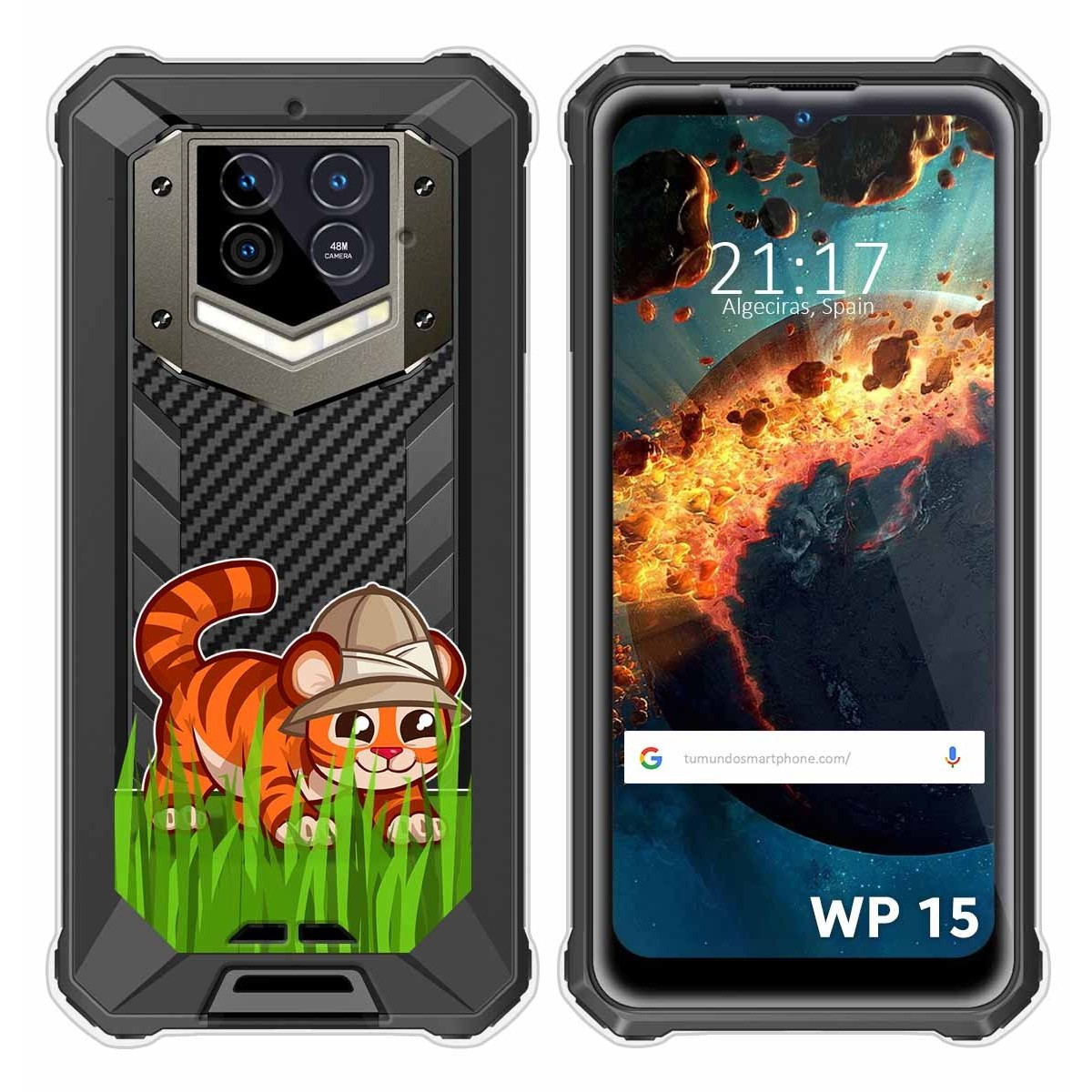 Funda Silicona Transparente para Oukitel WP15 diseño Tigre Dibujos