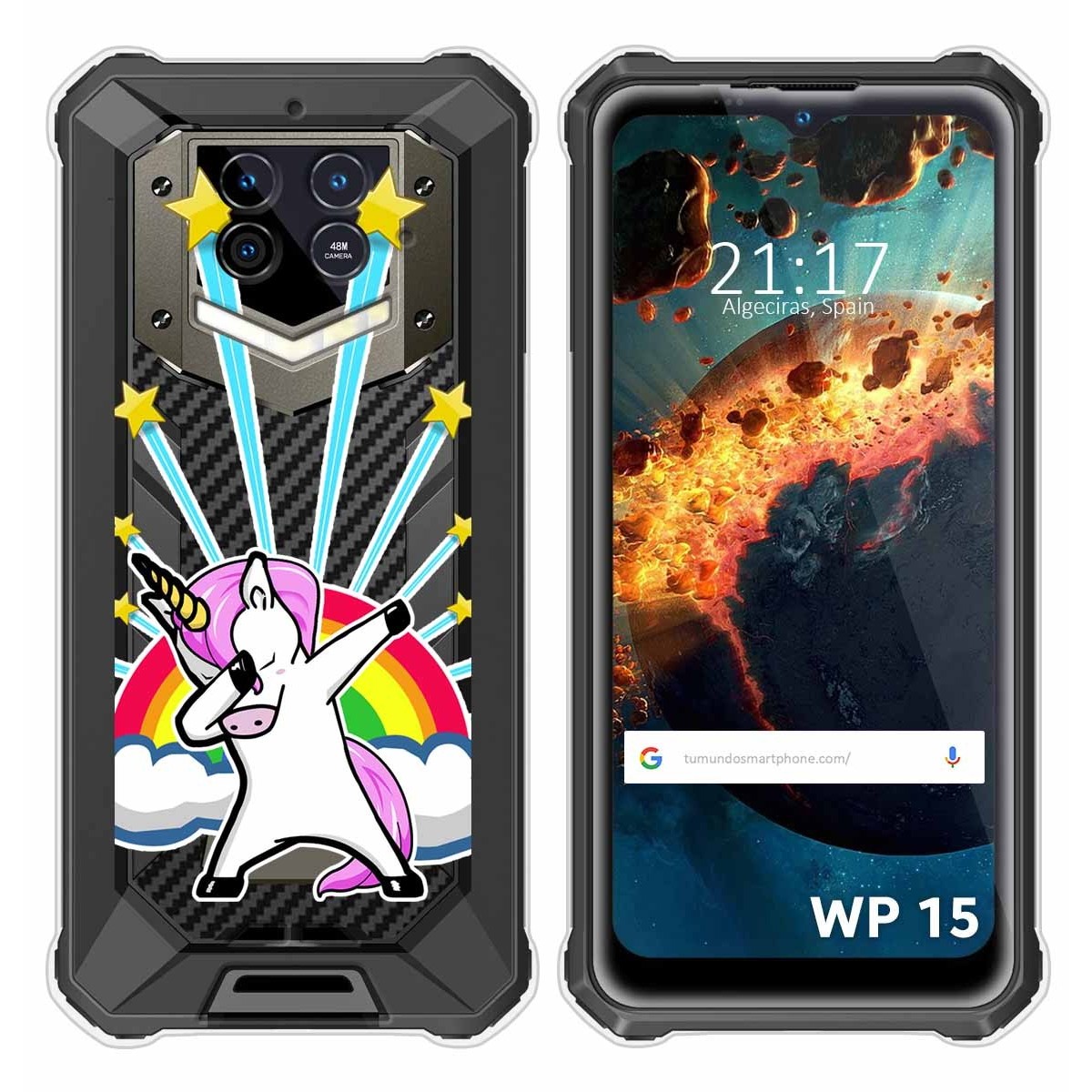 Funda Silicona Transparente para Oukitel WP15 diseño Unicornio Dibujos