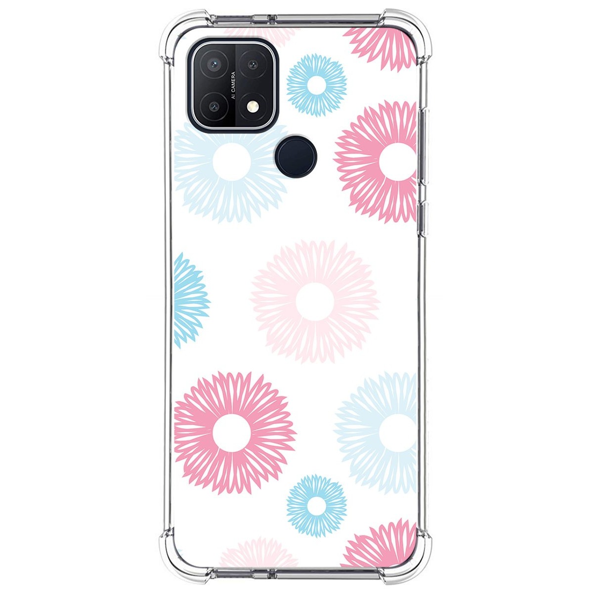 Oppo A15 Funda Gel Tpu Silicona transparente dibujo Flores 01