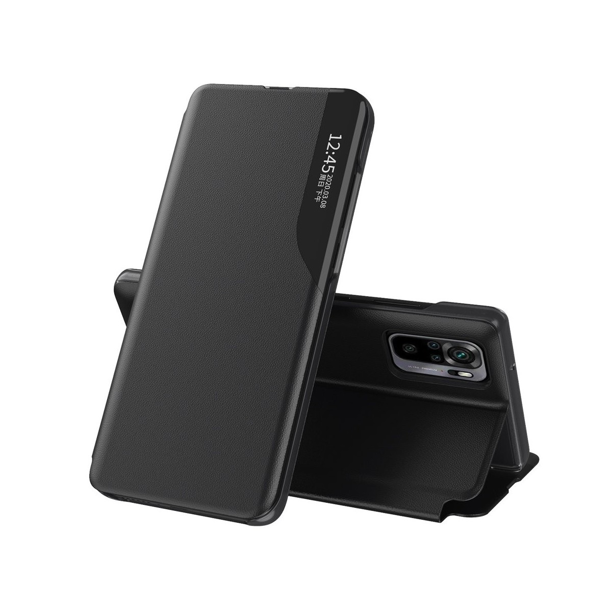 Funda Libro Soporte Magnética Eco Piel con Ventana para Xiaomi Mi 11 Lite 4G / 5G / 5G NE Negra
