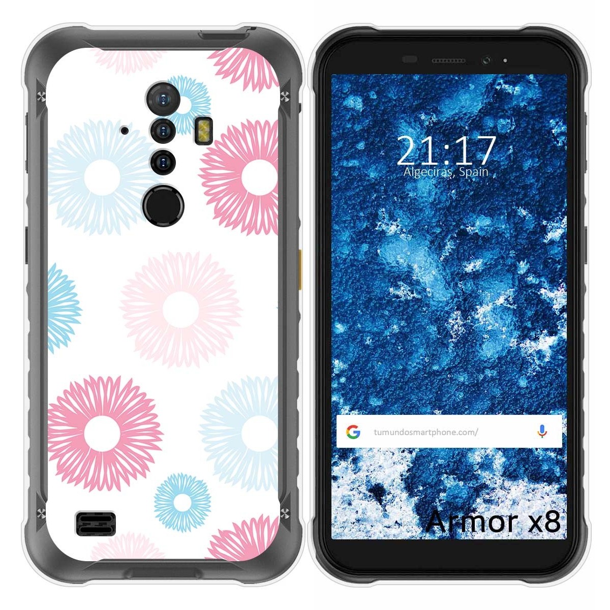 Funda Silicona Transparente para Ulefone Armor X8 diseño Flores 06 Dibujos